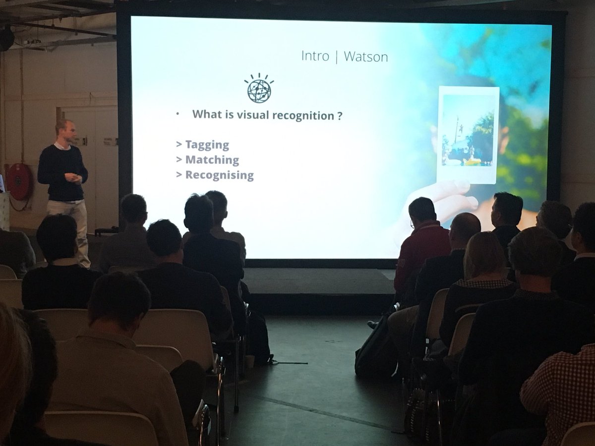 CPO <a href="/mschreder/">Matthaeus Schreder</a> showing a great visual recognition demo of <a href="/dashmote/">Dashmote</a> at our #WatsonDevDay to categorize images, detect faces and much more..