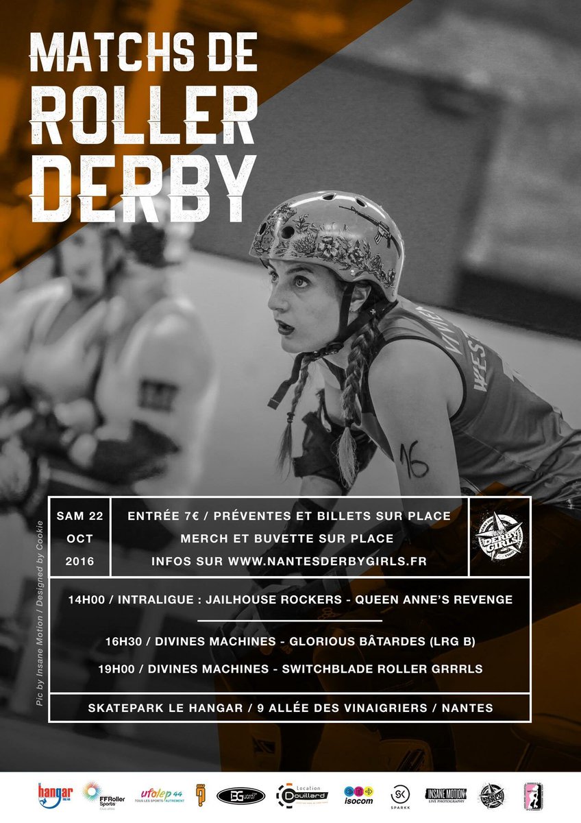 derbygirls44's tweet photo. Triple Header 22 oct 16, @nantesfr
Divines Machines vs Lille RG B vs Switchblades (Lille) #ndg #nantesderbygirls #wftda #rollerderby https://t.co/yNqznmPMJa