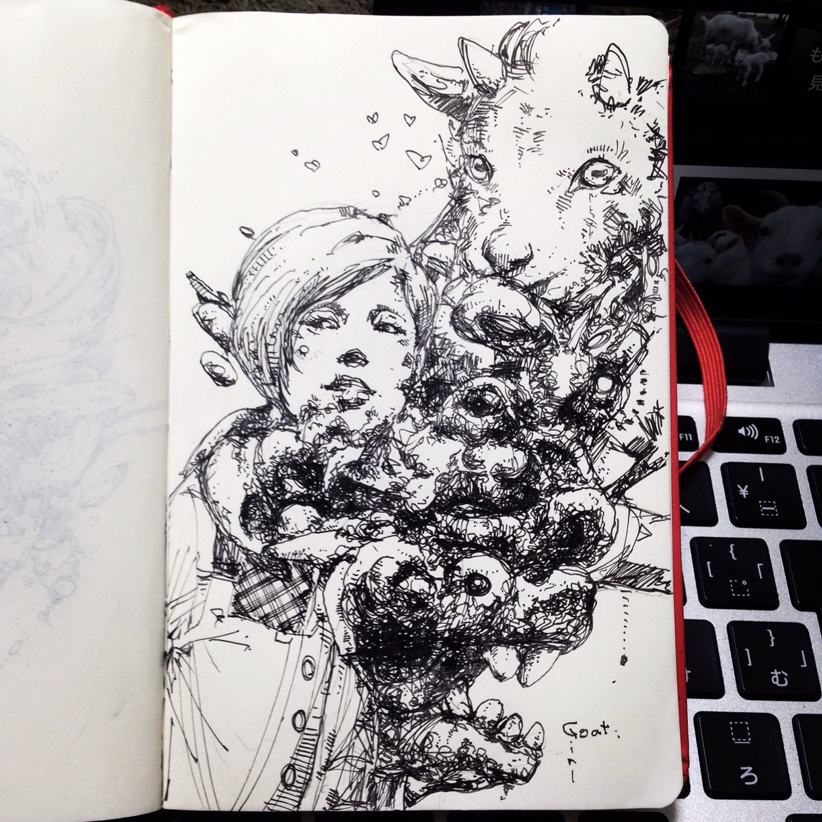 ヤギとクールな女性 #inktober 