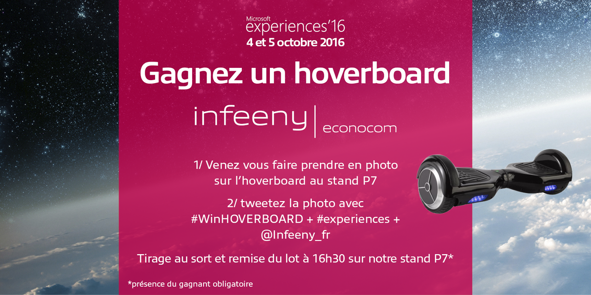 Infeeny_fr's tweet photo. Pour aujourd'hui, c'est fini. Tirage au sort maintenant et photo du gagnant
#experiences @microsoftfrance #WinHOVERBOARD @Econocom_fr https://t.co/ayG6kc1vZ9
