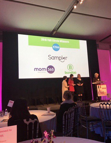 SamplerBusiness's tweet image. So honored to have won the #M2Moms Full Circle award with our partners @bundoofamily and @Mom365 #digitalproductsampling
