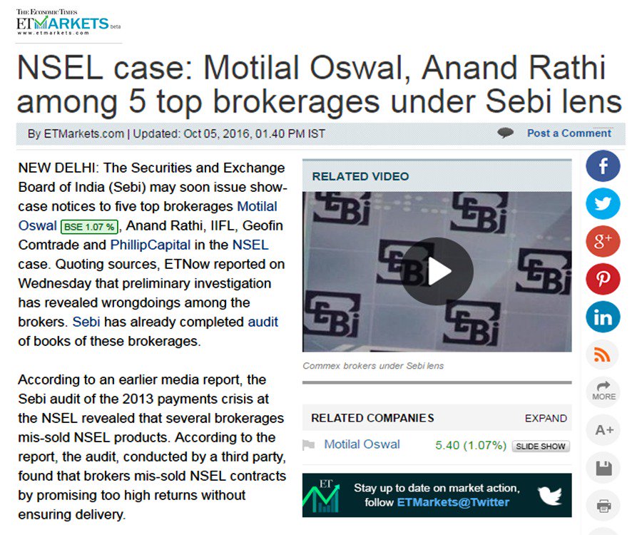 delhatiia's tweet photo. .@SEBI_INDIA looking on all the complaints against #DefaultingBrokers of creating fake ledger accounts of their clients. https://t.co/vrJ3LTih8t