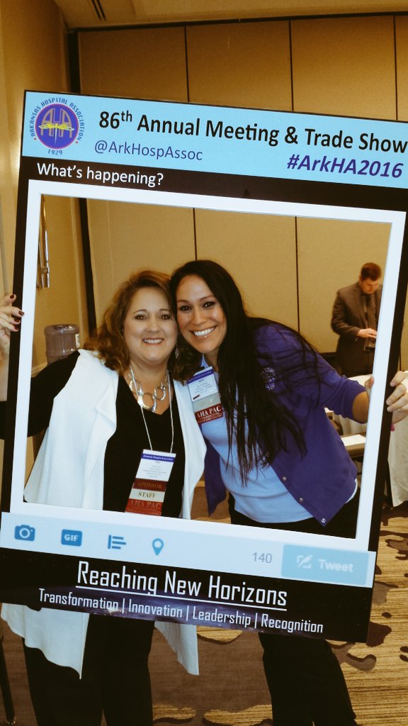 Lyndsey_Dumas's tweet photo. @tinamcreel and @LatressOTMenjay at @ArkHospAssoc Annual Meeting #ArkHA2016 https://t.co/lvyKYrDvGm