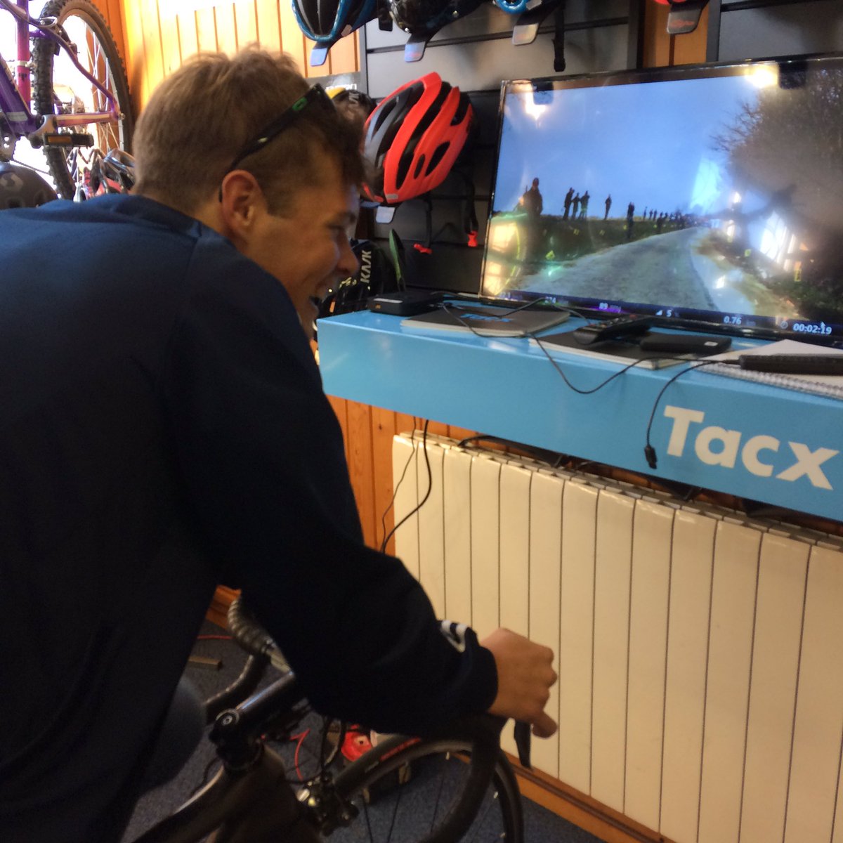 BikestyleIOM's tweet photo. The @tacx Neo challenge has started. Who can be the fastest up the Eikenburg? Come in for a go just to beat @LMazz97 https://t.co/SgiJu6jNFq