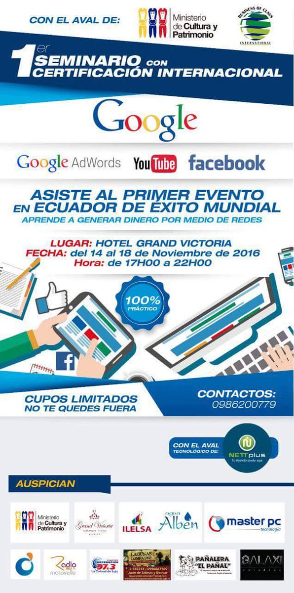 NETT_plus's tweet photo. #Nettplus te invita al Primer Seminario con Certificación Internacional: 
"Aprende a Generar Dinero por Medio de Redes"  
¡No te lo pierdas! https://t.co/1aX24Cq6Cp