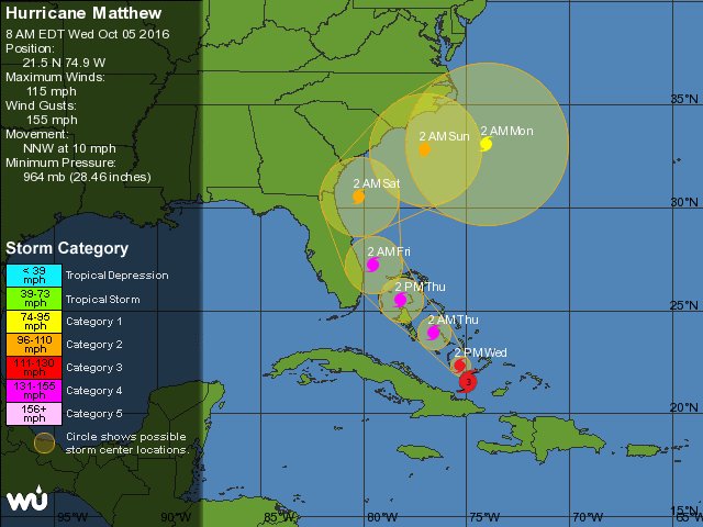 #hurricanematthew is still tracking along the East Coast. Be safe and be prepared. #weatherWednesday #emergencyResponse