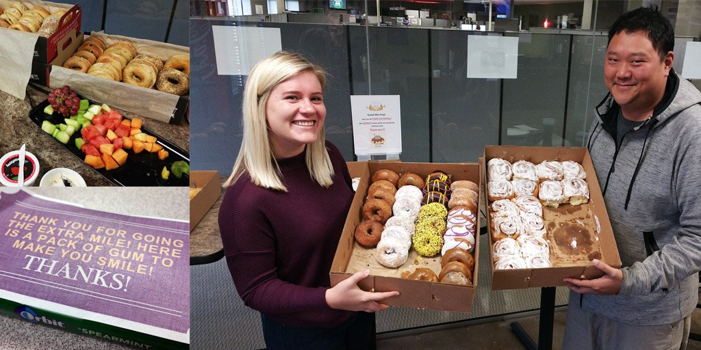 Avionte's tweet photo. Did you hear it's National Customer Experience Week? We've celebrated with bagels, donuts and other treats in the office! #NCSW #NCSW16 https://t.co/Co398kWtly