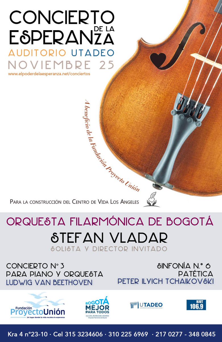 proyectounion's tweet photo. Te invitamos a nuestro genial Concierto de la Esperanza, el próximo 25 de Noviembre! 7:30 p.m Universidad Jorge Tadeo Lozano. TEL 348 08 45 https://t.co/RFLPciAEws