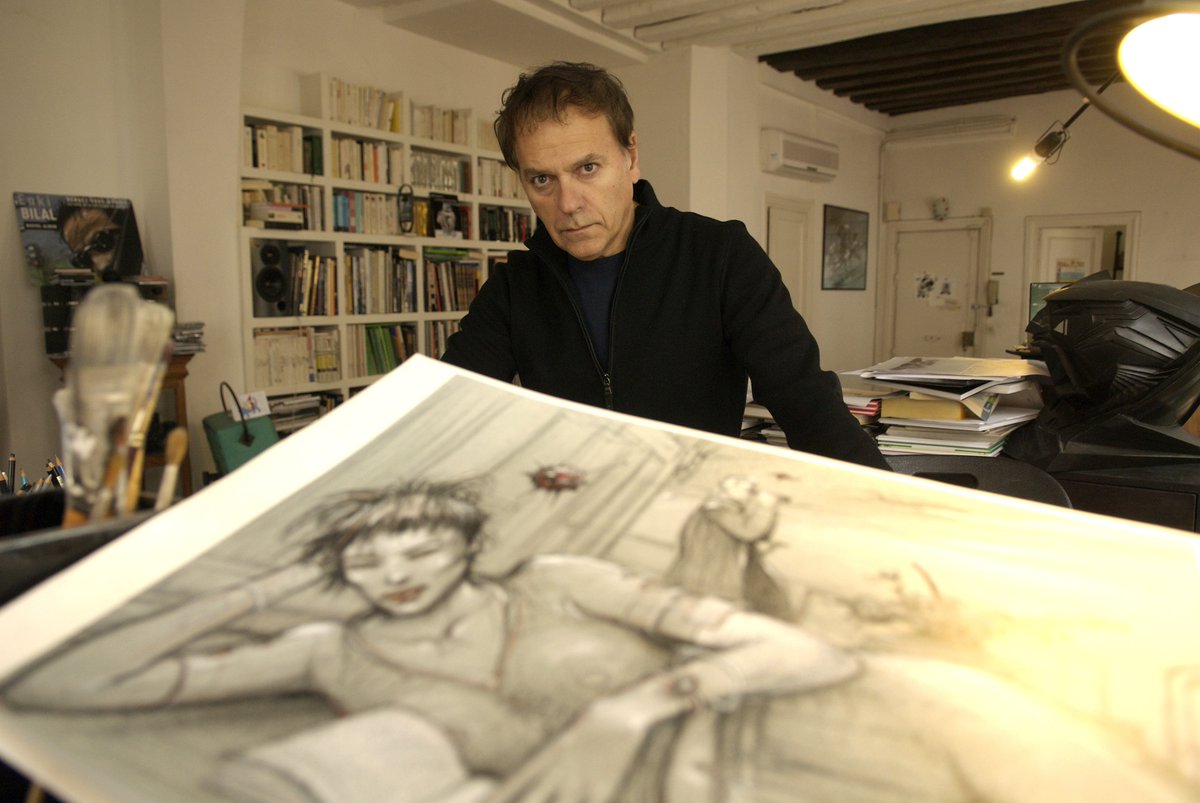 BienvenueClubFC's tweet photo. Demain dès 12h, @OliviaGesbert reçoit l'artiste Enki Bilal qui expose en ce moment à la galerie @BarbierMathon ! #GraphiteInProgress https://t.co/VuSnTz3Sgr