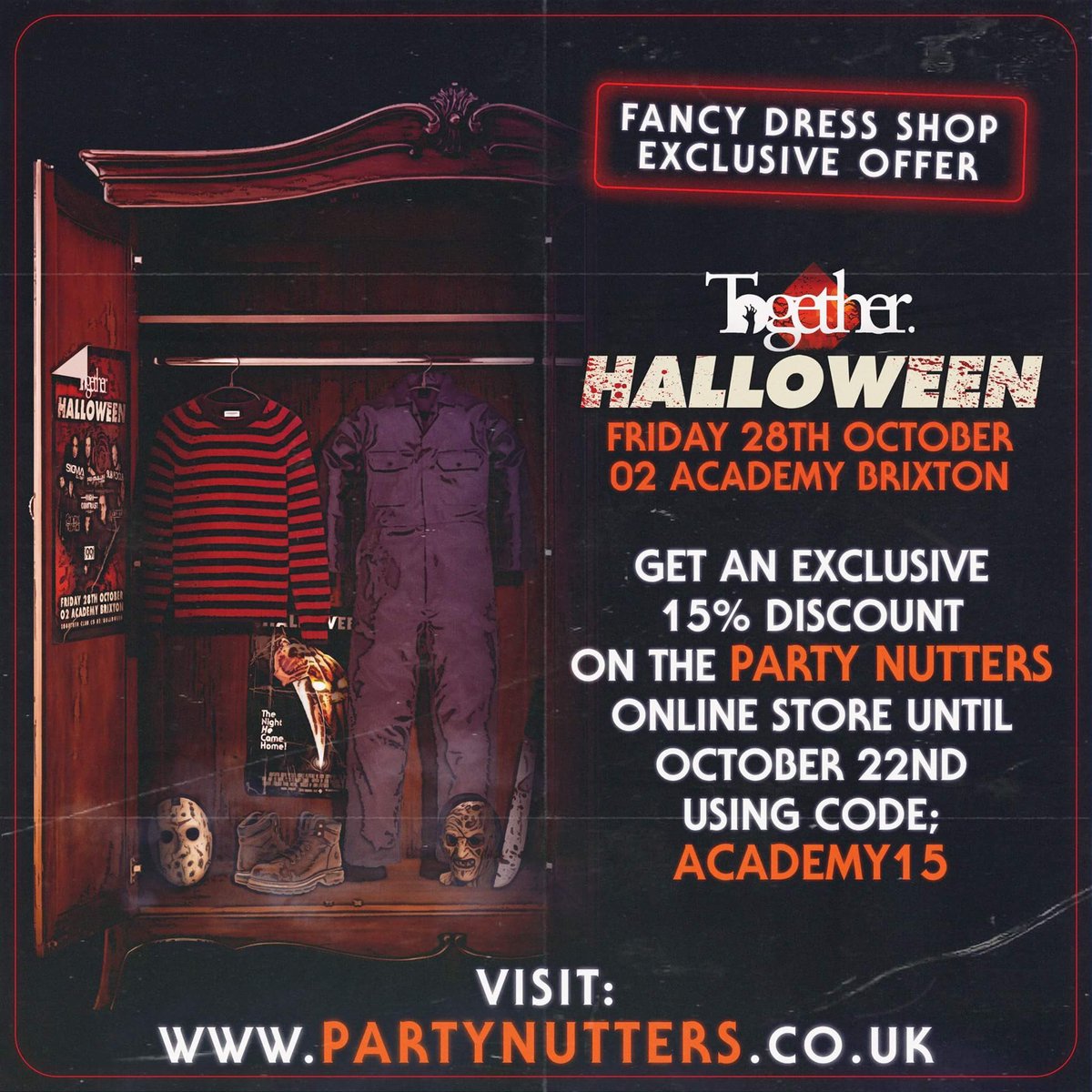Togetherclub's tweet photo. We encourage ALL OF YOU to dress up for this massive Halloween party and we've secured a discount for you! 
Visit: https://t.co/zzkLFgmEUI https://t.co/IL2k8xUGh3