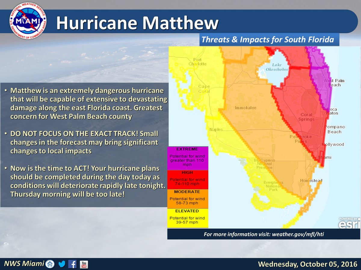 NWSMiami's tweet photo. Here is the latest on Hurricane Matthew. For more information, please visit https://t.co/GLHyw2qkmy and also https://t.co/oqWoXVugqN https://t.co/Ca8iB4wHoN