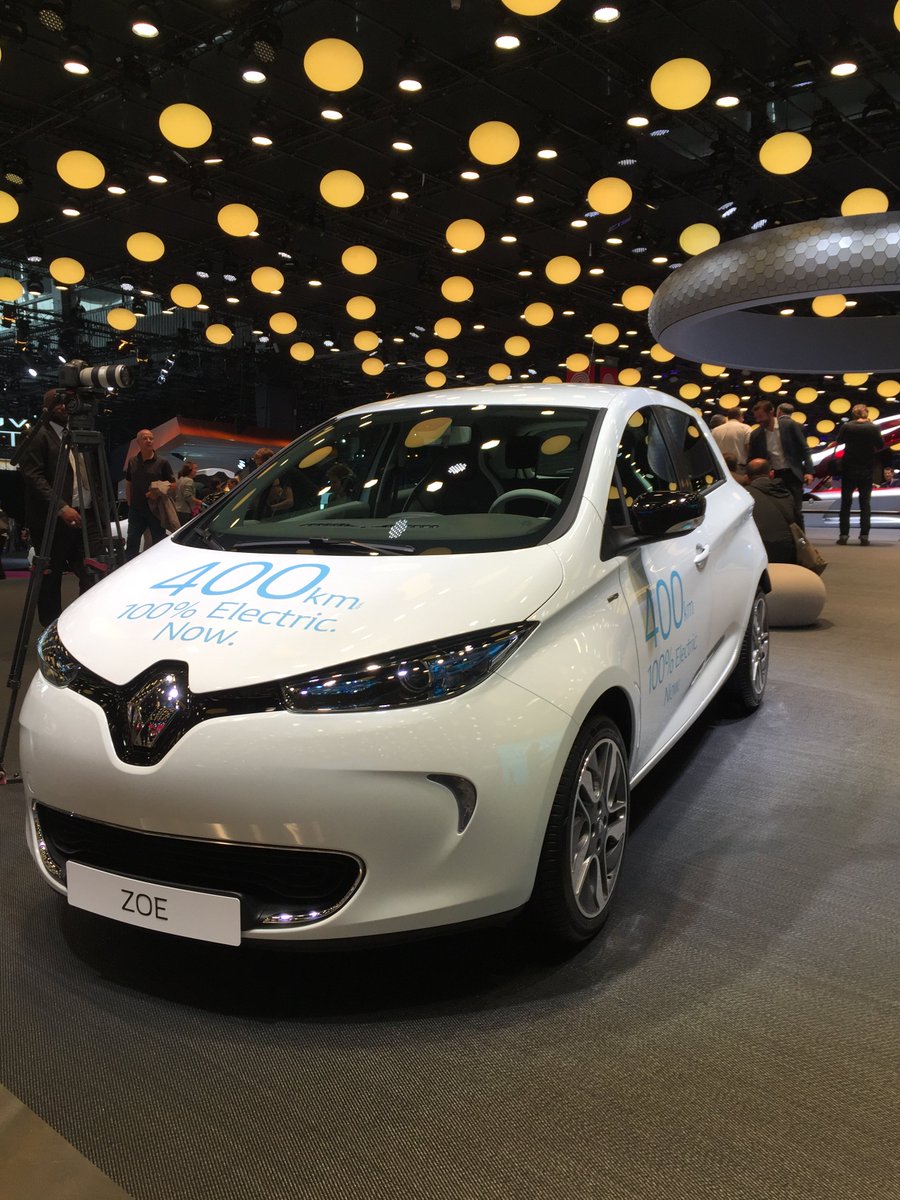 Michelin's tweet photo. .@Groupe_Renault unveiled at #MondialAuto a new Zoe, an electric car with 250 miles autonomy! #SubstainableMobility #MadeOnMichelin https://t.co/XSh8gnp6Gc