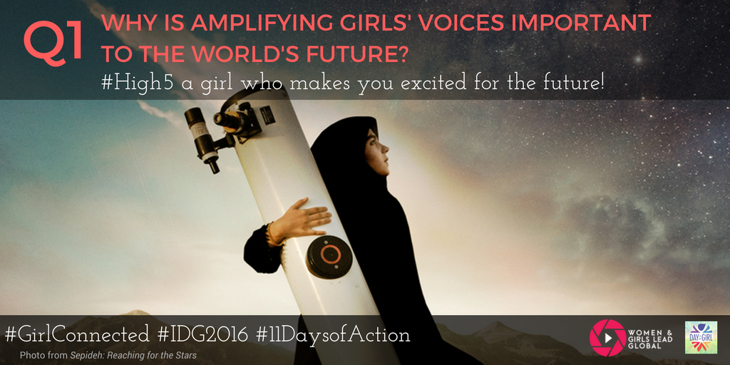 WomenGirlsLead's tweet photo. Q1: All abt amplifying girls’ voices! The girls in our films make us excited every day! #high5 @sonitaalizadeh @drivingwselvi #GirlConnected https://t.co/JeqRkPyiGz