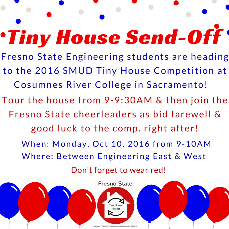 Fresno_State's tweet photo. Join in on the fun next Monday 10/10 from 9-10AM as the @fresnostatecm students get ready to send off their #FSTinyHouse! #GoDogs https://t.co/WjxiKitejw