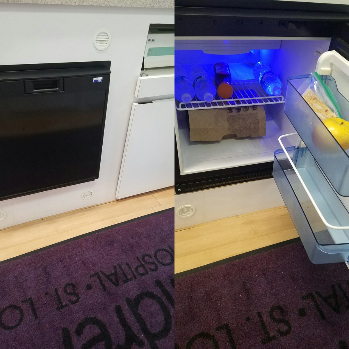 ToyaruthDiva's tweet photo. The dental van fridge went out last week. New one installed this AM #mobilehealthamenities #hungrydentist #happydance #norcold https://t.co/n8BKSxxMcd