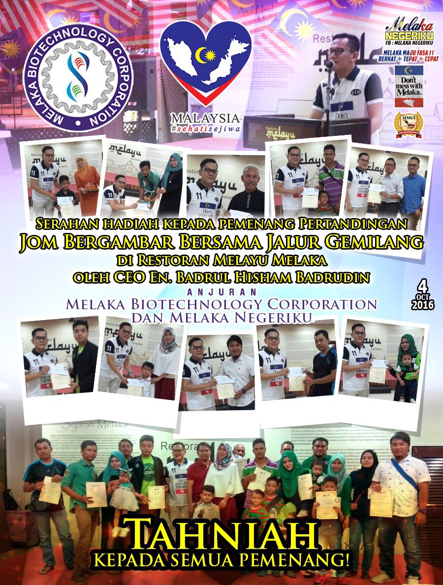 MelakaNegeriku's tweet photo. Tahniah kepada semua pemenang! https://t.co/gJMRpdhrOE @MelakaBiotech #sehatisejiwa https://t.co/te6DJvORyw