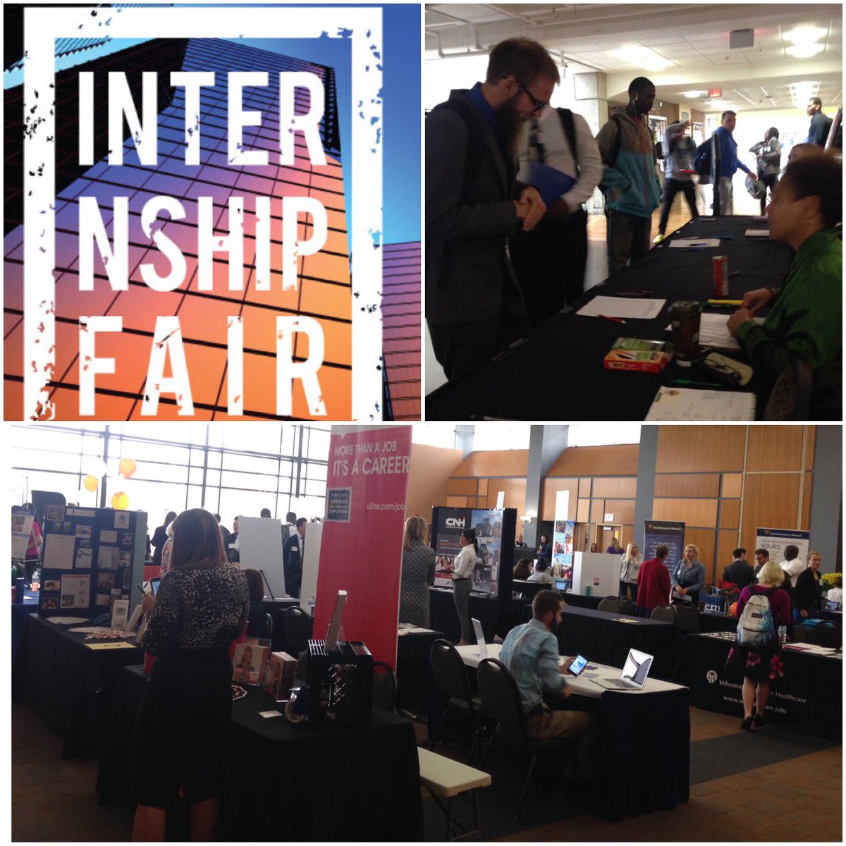 The Internship Fair is happening now. Check it out in the ballroom from 11-2pm! #over40employers #Uwparkside
