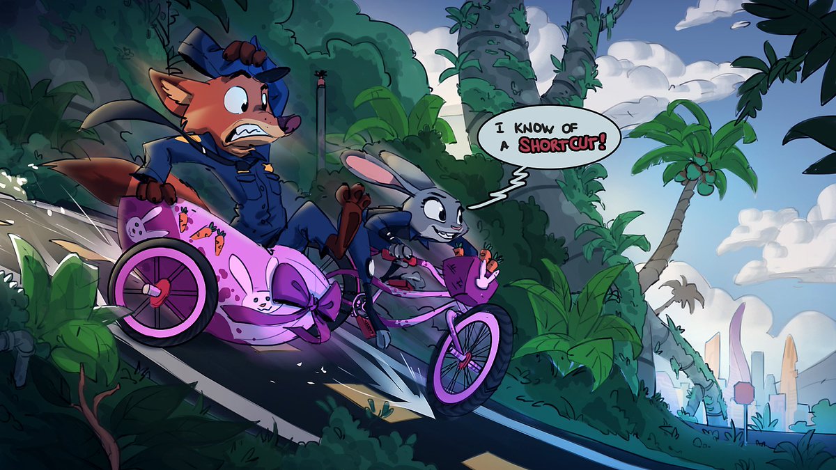Ruffu_'s tweet photo. Splash Page for part of the comic "Shocking Developments." Judy takes Nick for a ride. #Zootopia #ShockingDevelopments #Nick #Judy https://t.co/MoaJK8GYpX