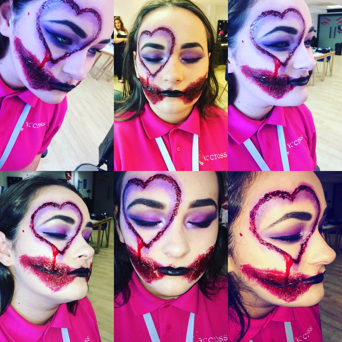 Louisasx93's tweet photo. #halloweeninspo #loveheart #purple #girly #blood #sfx #mua 💜🎃🕸✨ https://t.co/oMQpAagngL