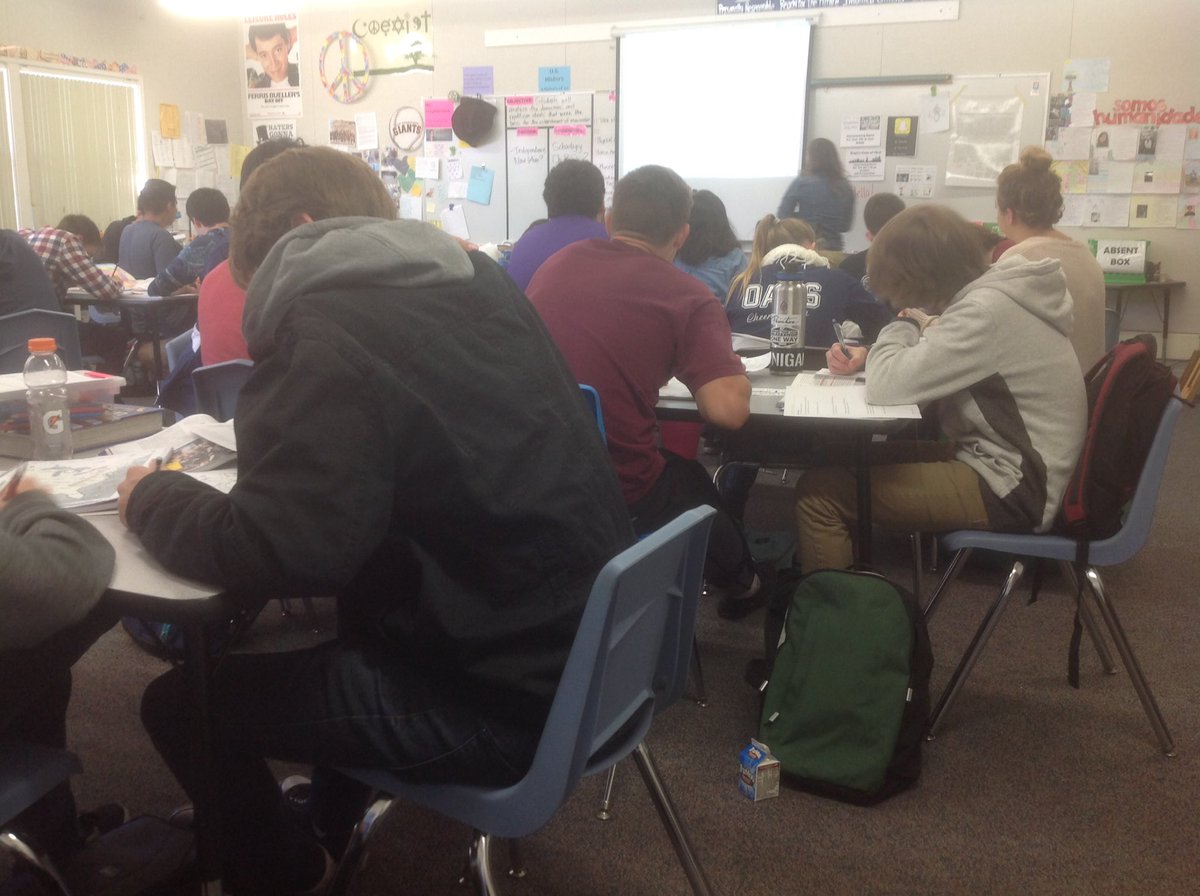 U.S. History class hard at work with Ms. Stephenson at OA. Not easy to concentrate with Homecoming events but our students get it done!