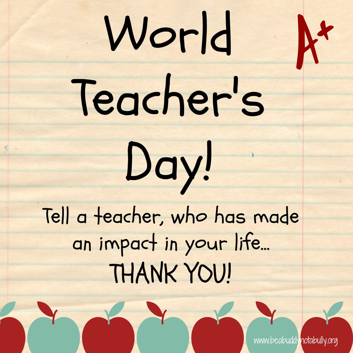 STANDUPSTEPIN's tweet photo. WORLD TEACHER DAY! Say THANK YOU to a special teacher in your life! #TeachersDay #ThankYouTeacher https://t.co/W74Tv15sVi