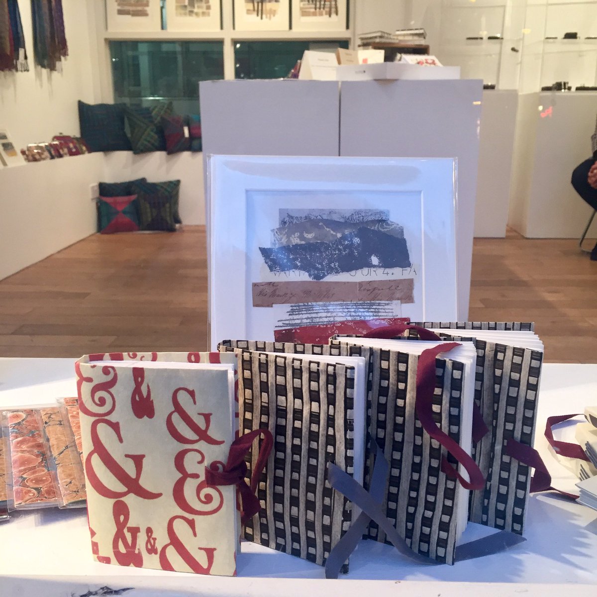 sarah_weaves's tweet photo. Hand bound books @CraftCentralUK St Johns Sq open 11-7 all week #Clerkenwell #threemake #bookbinding #books https://t.co/42oB3YqRpF