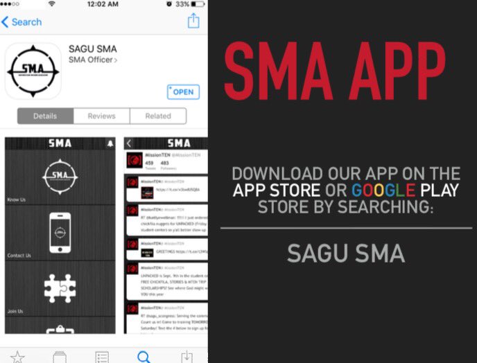 SAGU_SMA's tweet photo. Don't forget to download the SMA app! Search SAGU SMA in the App Store/Google play store. Let's shave Noah's head! https://t.co/G1bfHNumaK