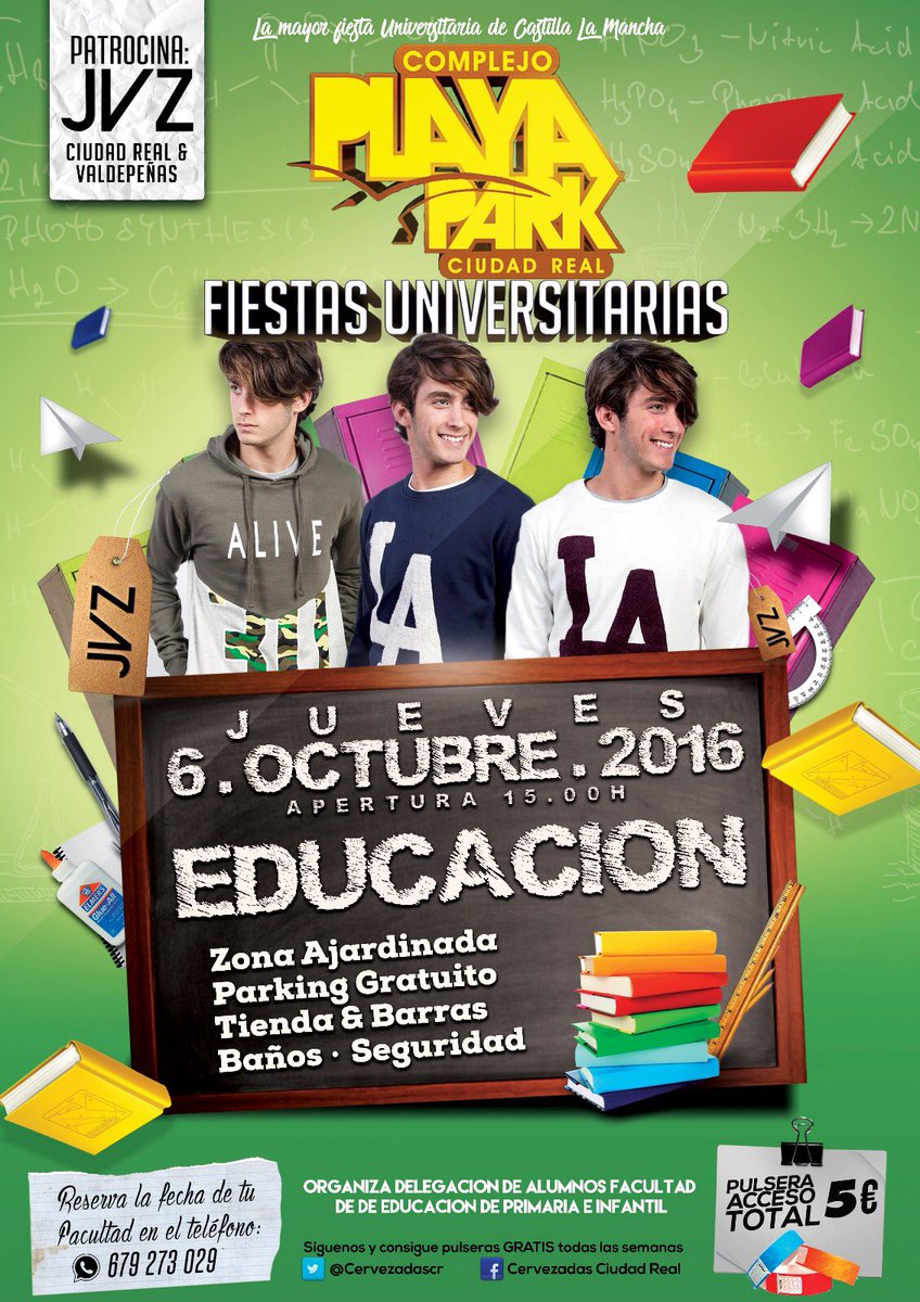 E D U C A C I O N
UNIVERSITY PARTIES en Playa Park
Jueves 6 octubre 
RT síguenos y entra en sorteo de 5 pulseras