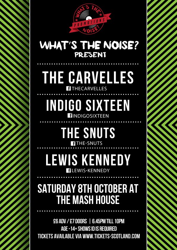 Massive night of music at <a href="/themashhouse/">The Mash House</a> this Saturday.

Tickets available from all acts &amp; <a href="/ticketsscotland/">Tickets Scotland</a> 

£6/£7 | 6.45PM - 10PM | 14+