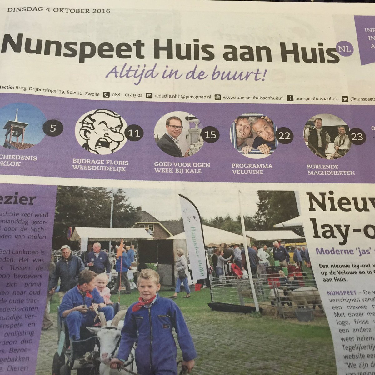 Blijkbaar zijn de #wilddagen in #vierhouten geen nieuwswaarde voor #nunspeet huis aan huis of is het meer een advertentie krant?