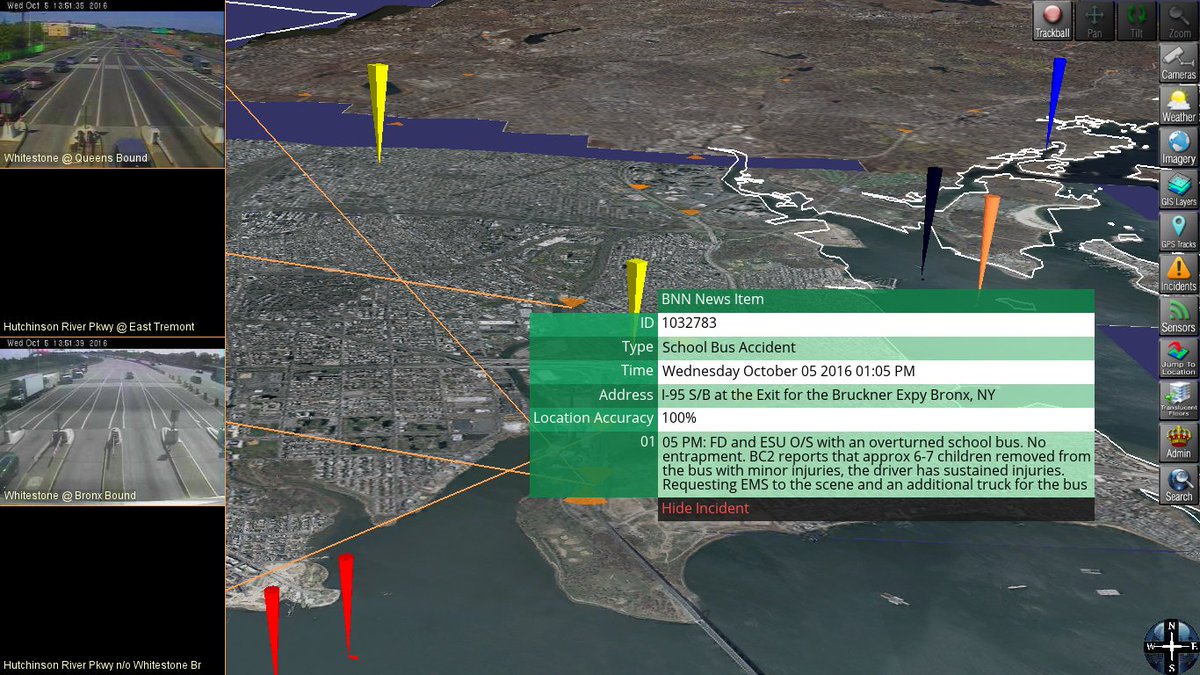 VcoreSolutions's tweet photo. #Bronx #school bus accident monitored by Smart City software.  6-7 minor injuries among children.  Extent of driver injuries unclear. https://t.co/RyjdN7c0Di
