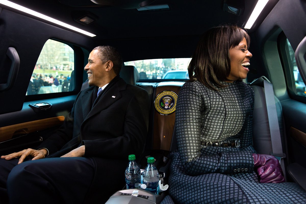 Barack and Michelle Obama riding in the inaugural parade on January 21, 2013 — 📷 by @petesouza. More inside photos: nym.ag/2dFeelP
