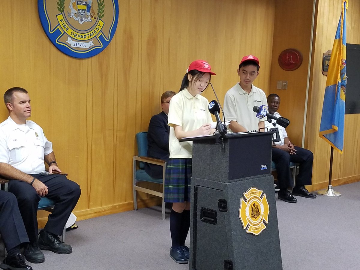 RayMcCahery's tweet photo. Children from the Phila Holy Redeemer Chinese Catholic School join @PhillyFireDept @ThielAdam in declaring October 9-15 Fire Prevention Week https://t.co/UeLl32Cbzv