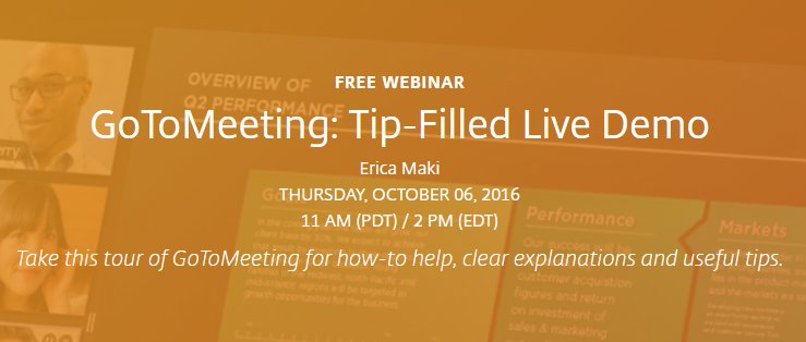 GoTo's tweet photo. Register for our webinar tomorrow https://t.co/8Jp0R2dbRU  #gotomeeting https://t.co/Wy9hJRPhwE