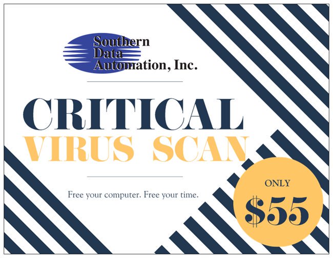 SouthernData's tweet image. Bring your personal PC in for a check up. Our virus doctors have the right script for you!