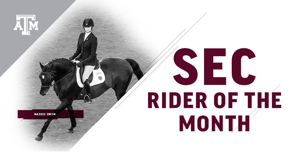 AggieEquestrian's tweet photo. Congrats to junior Maddie Swem, who was named the @SEC Equitation on the Flat Rider of the Month! #12thMan https://t.co/Qjfc5Exwgb
