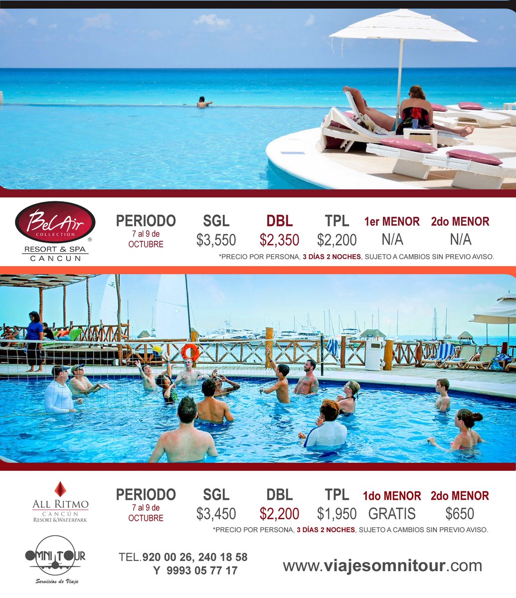 Viajes_OmniTour's tweet photo. Súper promociones para la #RivieraMaya y #Cancún! Solo en #OmniTour
Reserva ahora en https://t.co/2Ji5LLHa9A #OmniTour https://t.co/MznBawdCXD