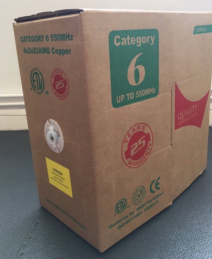 ACELtd1's tweet photo. 25 Year Warranty across the range of CAT5e / CAT6 / CAT6A / CAT7A cables comes as standard. #QualityConnectivity https://t.co/m63B9Oa1tA
