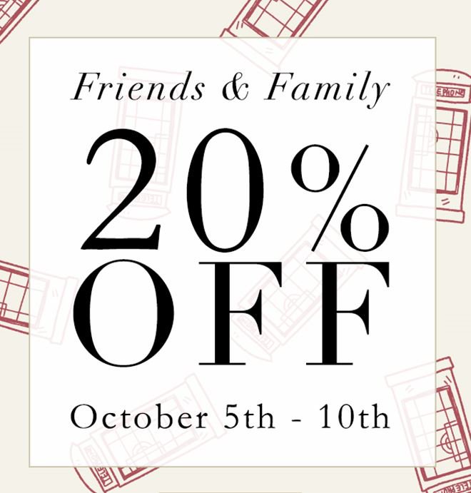 Our 20% off Friends &amp; Family Event starts TODAY! Offer valid in-store and online for a limited time only. bit.ly/2e2I2fB