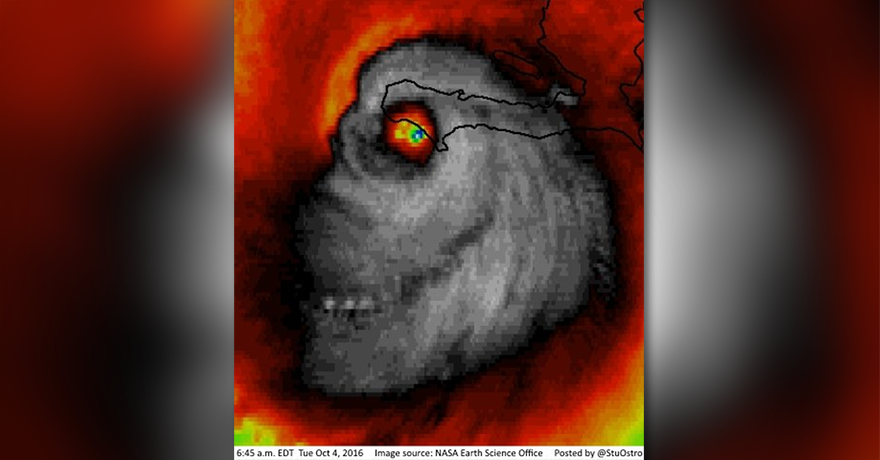 abc3340's tweet photo. Chilling satellite image of #HurricaneMatthew captured by meteorologist https://t.co/hMaGgGCNDe https://t.co/hwcZwyZMJy