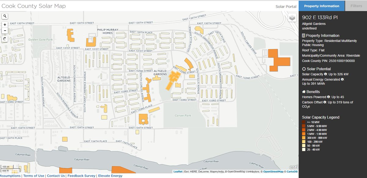 ElevateNPO's tweet photo. Our new map shows potential #communitysolar sites in Cook Cty; there are BIG opps in #lowincome areas #ILCommSolar https://t.co/Pk31BloXbf https://t.co/fHDmJoW41t