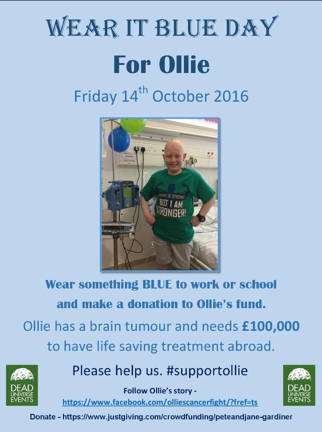 Wear it blue for Ollie 😘😘😘@InAylesburyTown @ChilternsMS <a href="/thepacecentre/">Pace</a> @fnhospice @officialmix96 <a href="/OGWL/">Fiona J Martin 🐝</a> <a href="/TescoChamp2038/">Nicole James</a> @TescoKingstonMK