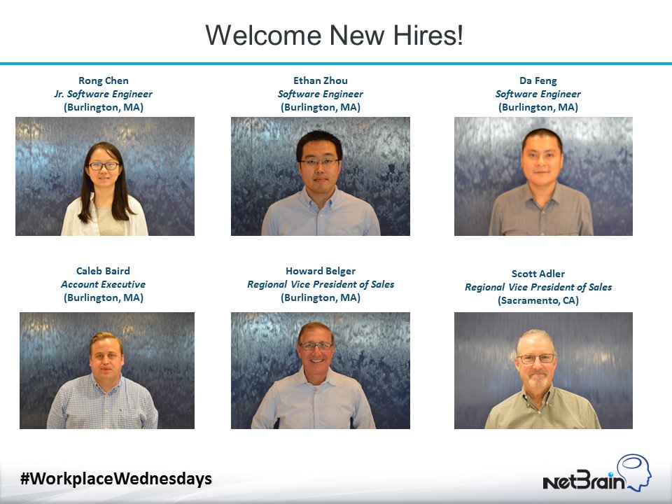 NetBrainTech's tweet photo. Meet the newest members of our team! #thebrainylife #workplacewednesday #newhire #WorkAtNetBrain https://t.co/plkV9bDCAN