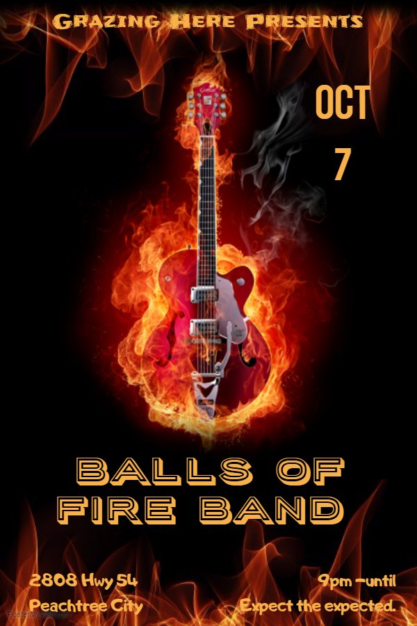 stephen_wines's tweet photo. Full band show this Friday @GrazingHere in Peachtree City.  Ballz will be blazin!! #BallsofFire #livemusic #peachtreecity https://t.co/XI7IQFRHtY