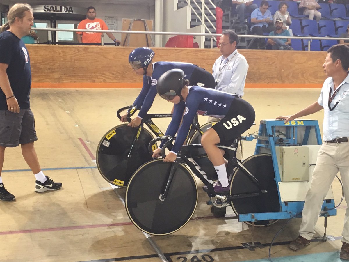 USTrackCycling's tweet photo. @MandyMarquardt and Maddie Godby set a new national record and qualify 3rd in Women's Team Sprint #racingwithdiabetes https://t.co/WLJJMFMHeq