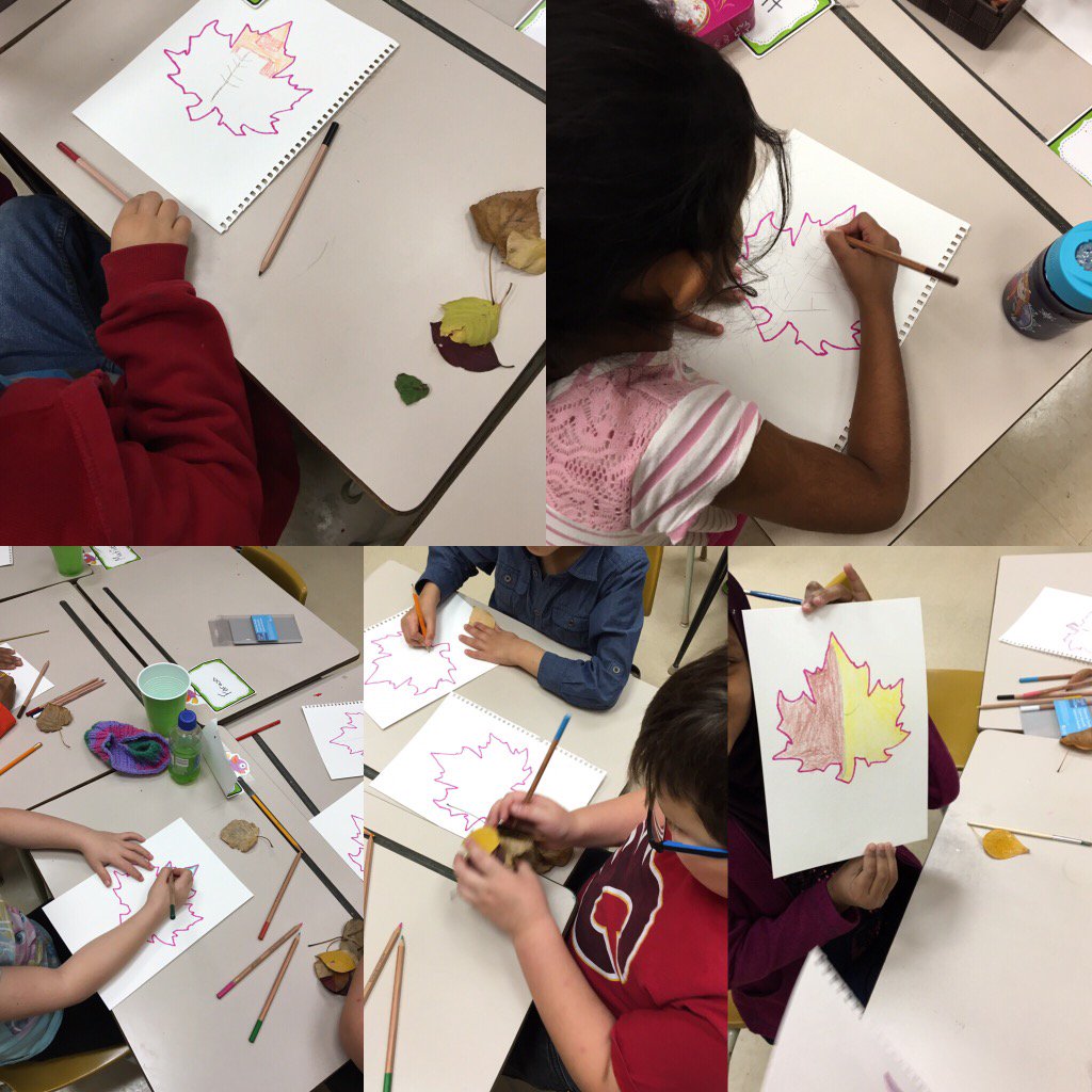 RSChaperon's tweet photo. Goodbye Summer Hello Autumn! Students enjoyed using watercolour pencil crayons for their fall leaves. #guyweadick https://t.co/yNNr1NB3Ud
