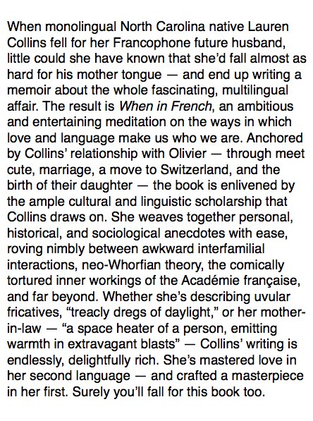 marytodd_'s tweet photo. Today via @BuzzFeedBooks et moi, why you should definitely read @laurenzcollins' "When In French" https://t.co/LgCvSNfPHD