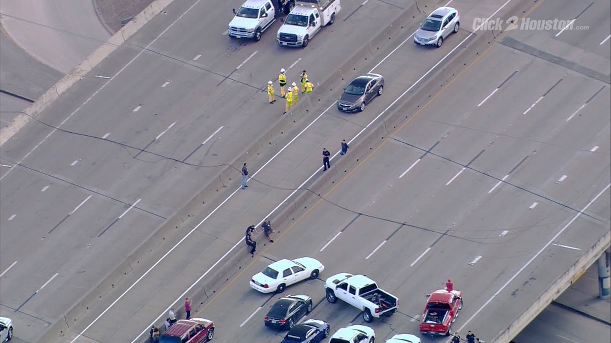 TRAFFIC UPDATE Telephone lines fall on I45 at Cavalcade, blocking traffic in both directions