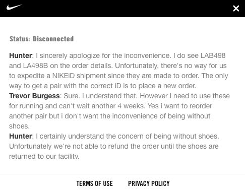 Trevor_Burgess's tweet photo. Got my @NIKEiD after 4 weeks (excited!) only to have LAB498 spelled wrong!? Have to send back and wait another 4 weeks? wtf @nike #PoorQC https://t.co/g7wS7srmRW