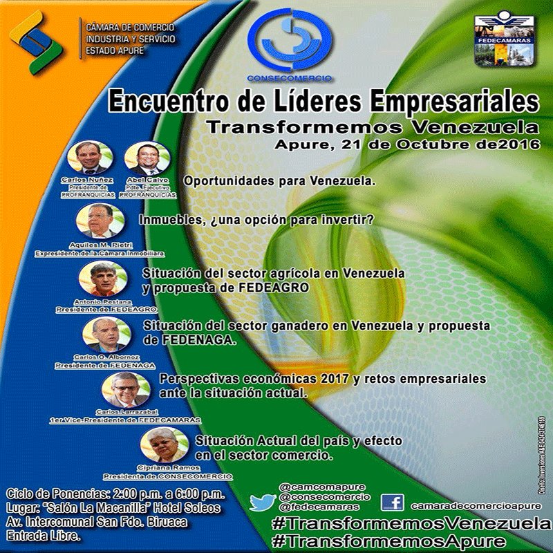 consecomercio's tweet photo. ¡Asiste! Encuentro de Líderes Empresariales | #TransformemosVenezuela #TransformemosApure | 21 de #Octubre @camcomapure https://t.co/p3ZlDj0353